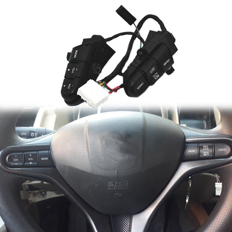 Car Multi-Function Steering Wheel Switch Button Cruise Control Button with Orange Backlight for Honda Civic 2006-2011