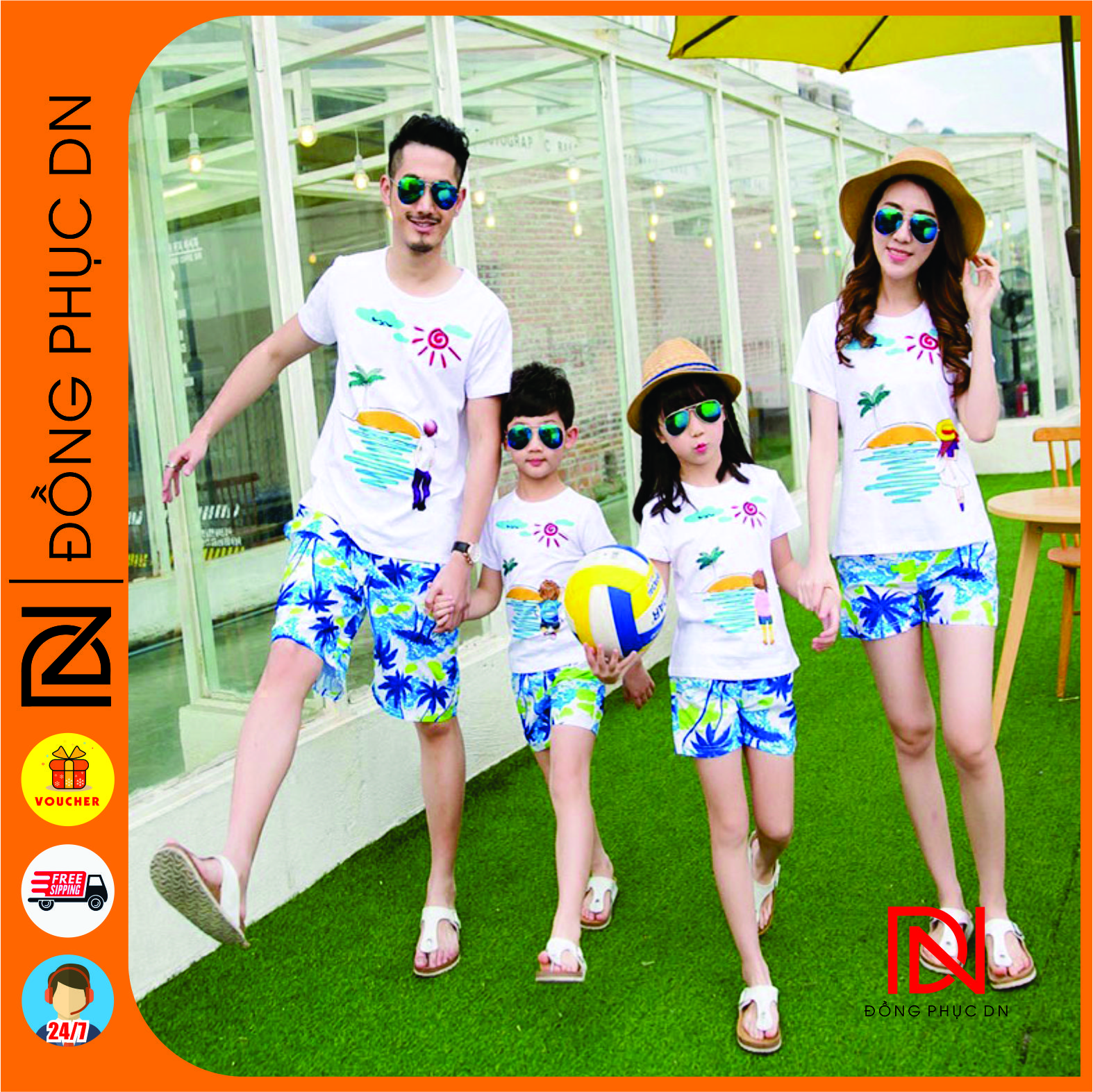 Áo gia đình 3/4/5 người. Đồng phục gia đình đi biển