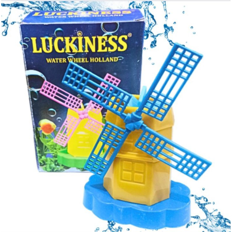 Hiasan Aquarium Aquascape Mainan airpump LUCKINESS HOLLAND WHEEL