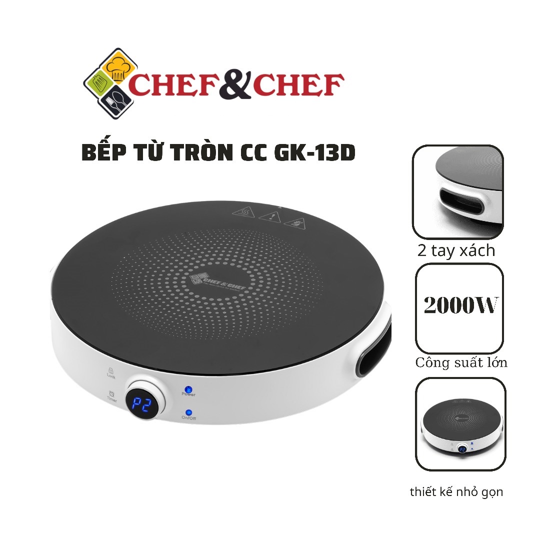 [GIAO SIÊU TỐC 2H] Bếp từ tròn CHEF&CHEF CC-GK13D công suất 2000W, bếp từ đơn siêu mỏng siêu nhỏ gọn,...