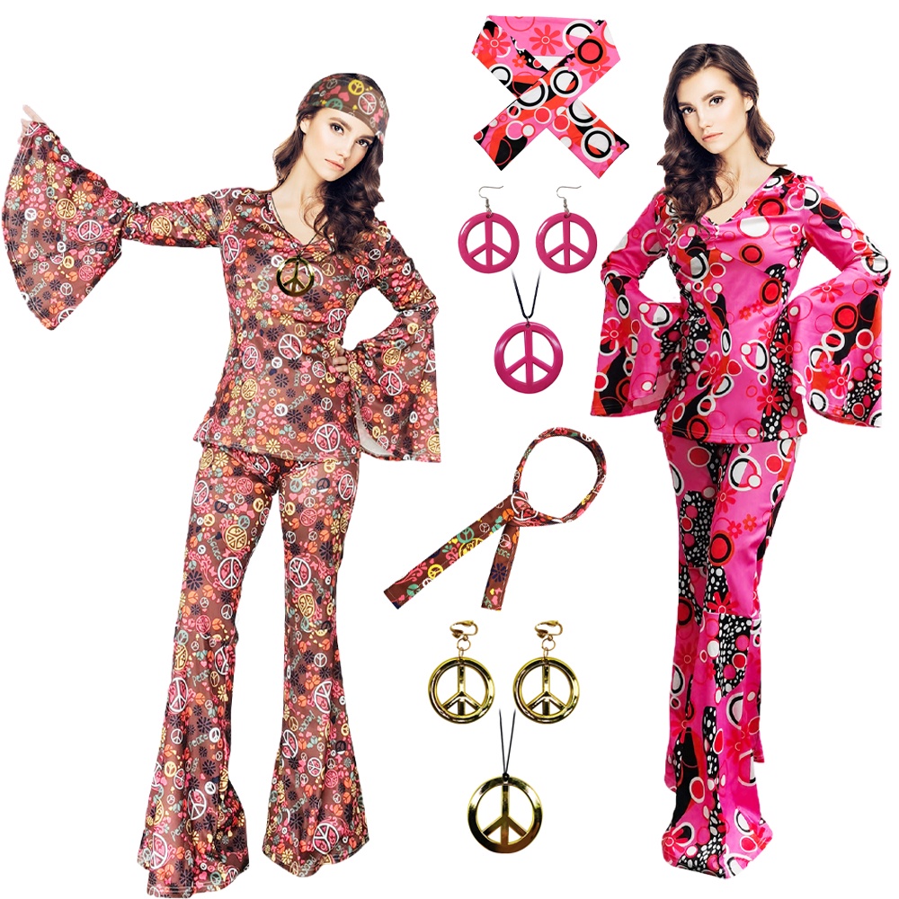 Jenaai 7 Pcs Kids 60s 70s Hippie Outfits For Girls...