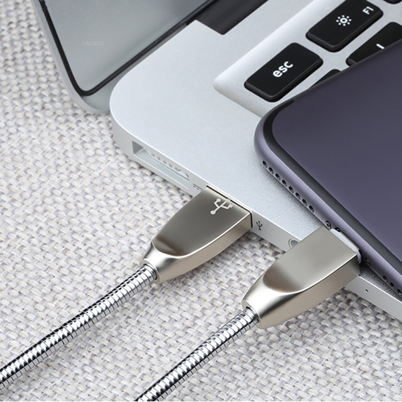 DISOUR Metal Spring Data Charging Cable USB Type-C Lightning Micro-USB Fast Charger Cable Strong Protection For iPhone Xiaomi Huawei Samsung