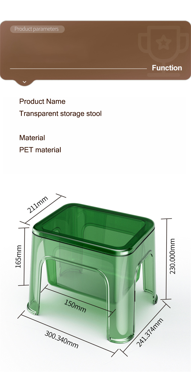 KS Plastic bench Storage plastic cabinet Multifunctional storage stool Transparent shoe changing stool Household thickening Storage bucket