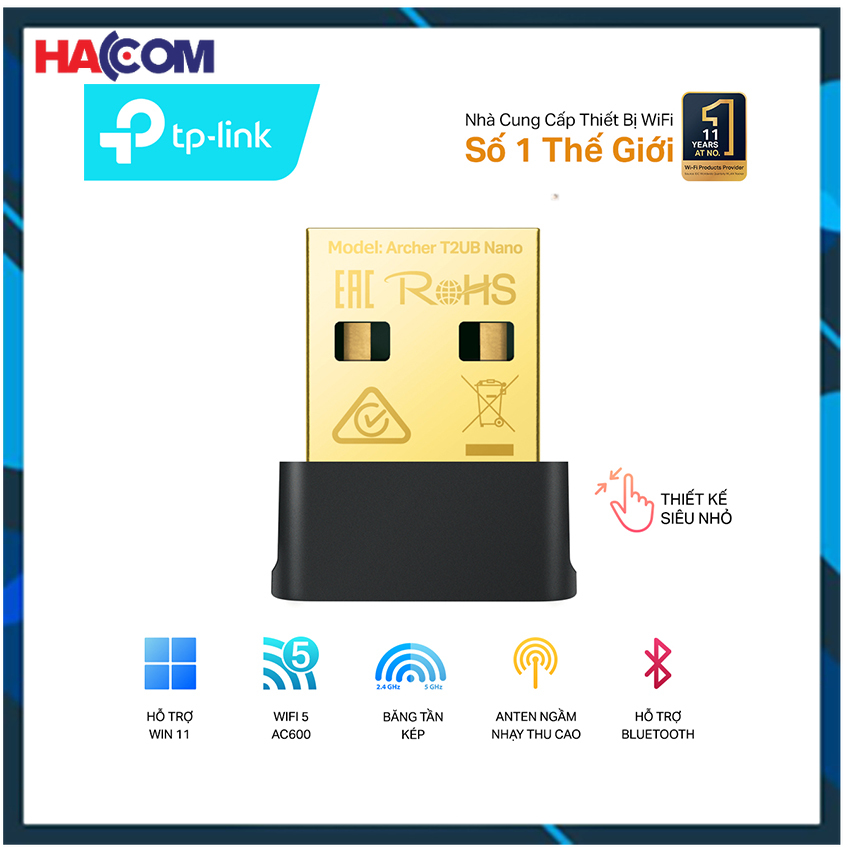 Card mạng không dây usb tp-link archer t2ub nano