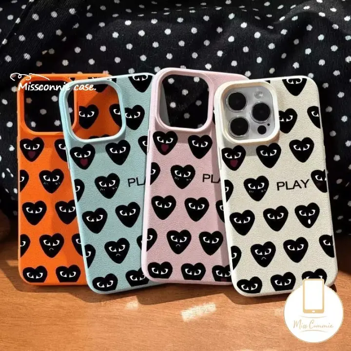 Trend Comme Des Garcons Love Heart Case Compatible for IPhone 16 11 13 14 15 12 Pro Max X XR XS Max 16 14 15 Plus Luxury Soft Tpu Cover