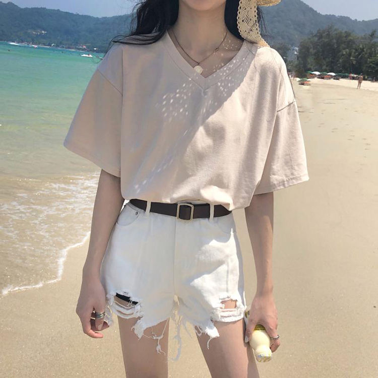 Áo thun nữ cổ tim Ulzzang Quảng Châu
