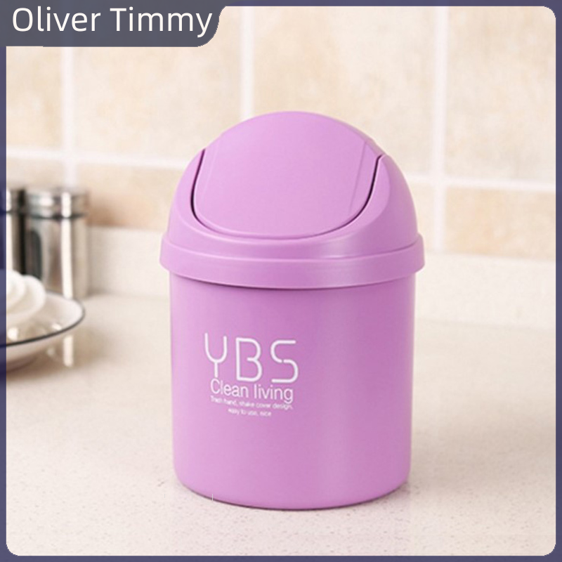 [Oliver Timmy] Desktop Mini Waste Bin Small Trash Can Household With Bins Desk Storage