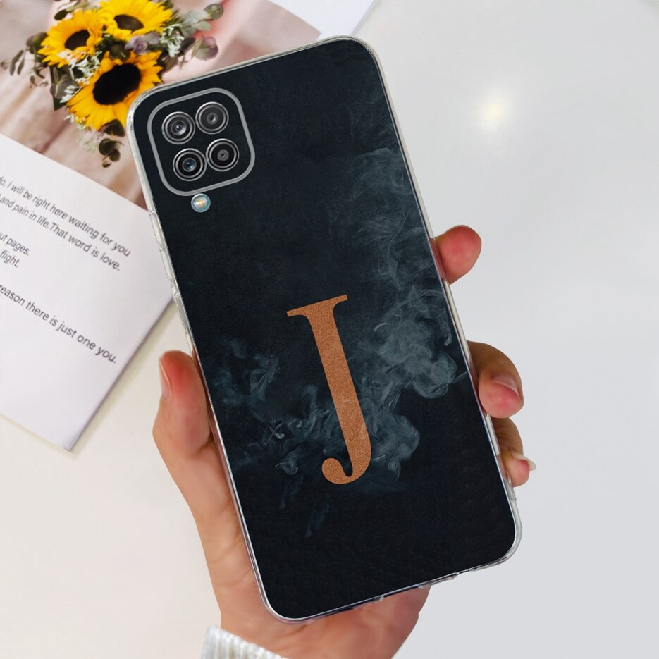 For samsung galaxy a12 case luxury letters full back protective cover for samsung a12 m 12 galaxy m12 f12 phone case soft casing