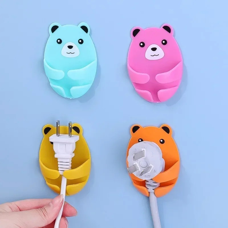 4 cái tường lưu trữ Móc Gấu khung cắm Punch-Miễn phí Phích Cắm Điện móc gắn chìa vặn nhà bếp dính móc áo