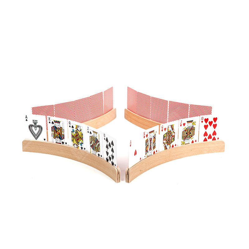 Natural Wooden Curved Playing Card Holders Organizer TrayPremium Solid