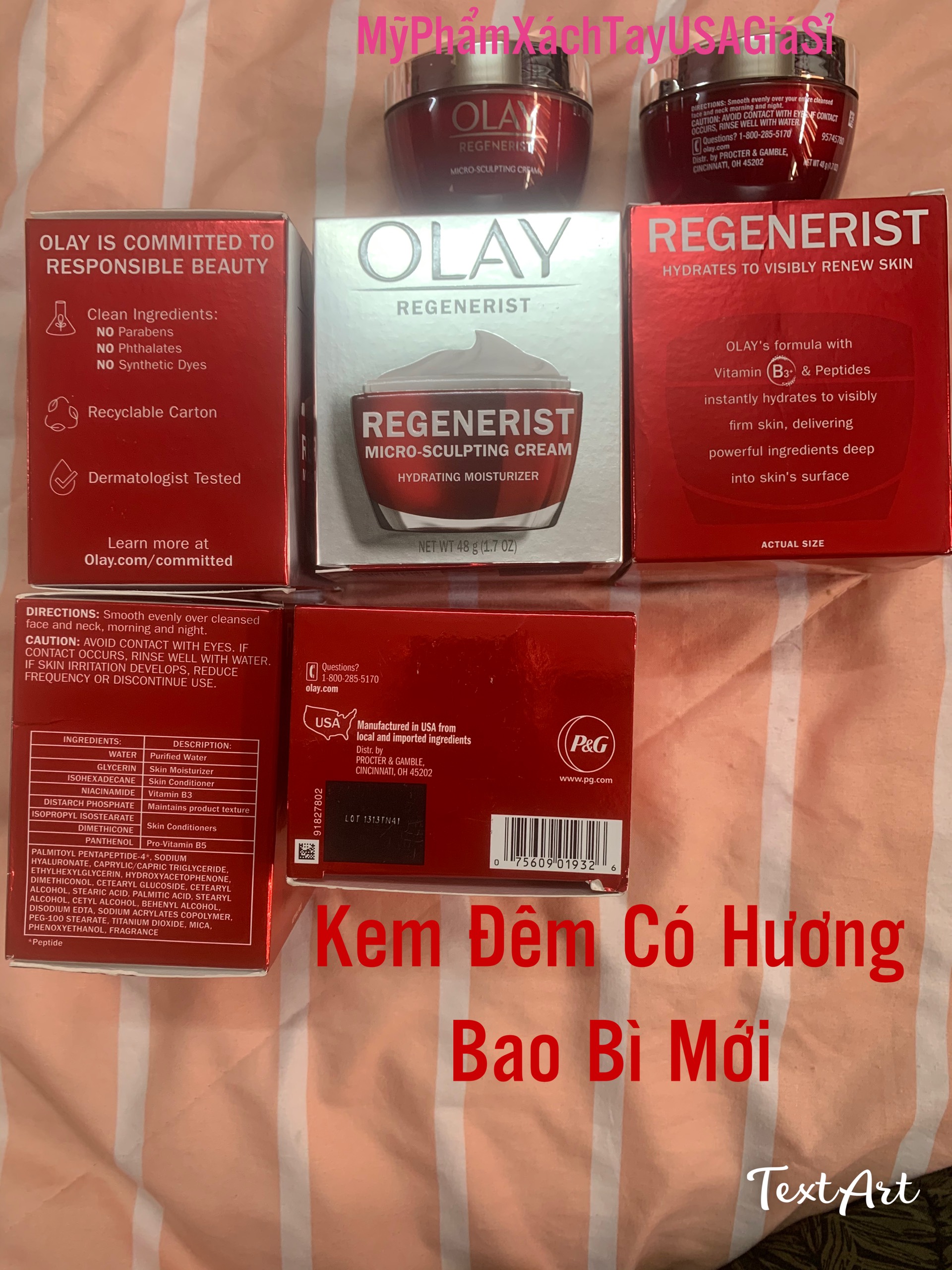 Kem dưỡng ẩm chống lão hoá Olay Regenerist Micro-sculpting Cream Advanced anti-aging Moisturize 48g USA