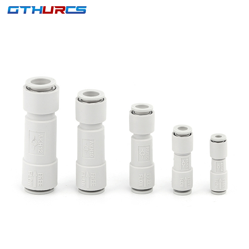 Pneumatic Air Check Valve – Non-Return One-Way Valve, AKH04/06/08/10/12, 6mm To 12mm, For Air Line & Fluid Control Systems