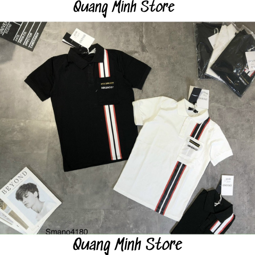 Áo thun có cổ unisex mikenco stripe polo