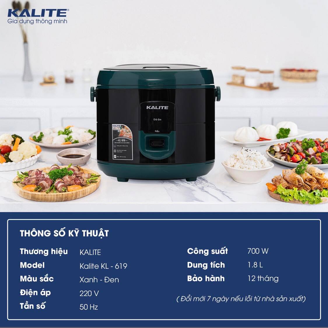 [BẢO HÀNH 12 THÁNG] Nồi cơm điện đa năng Kalite KL-619