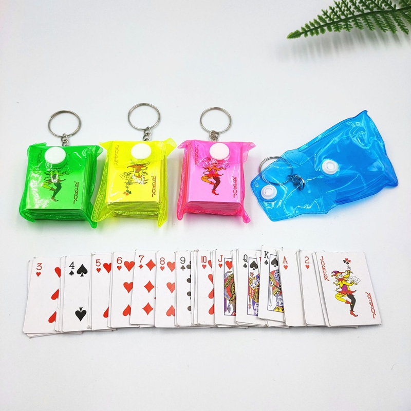 【Beiver Jewelry Store】Funny Mini Playing Card Keychain Paper Craft Gift Solitaire Prank Fun Small Board Game Toy for Creative G. 