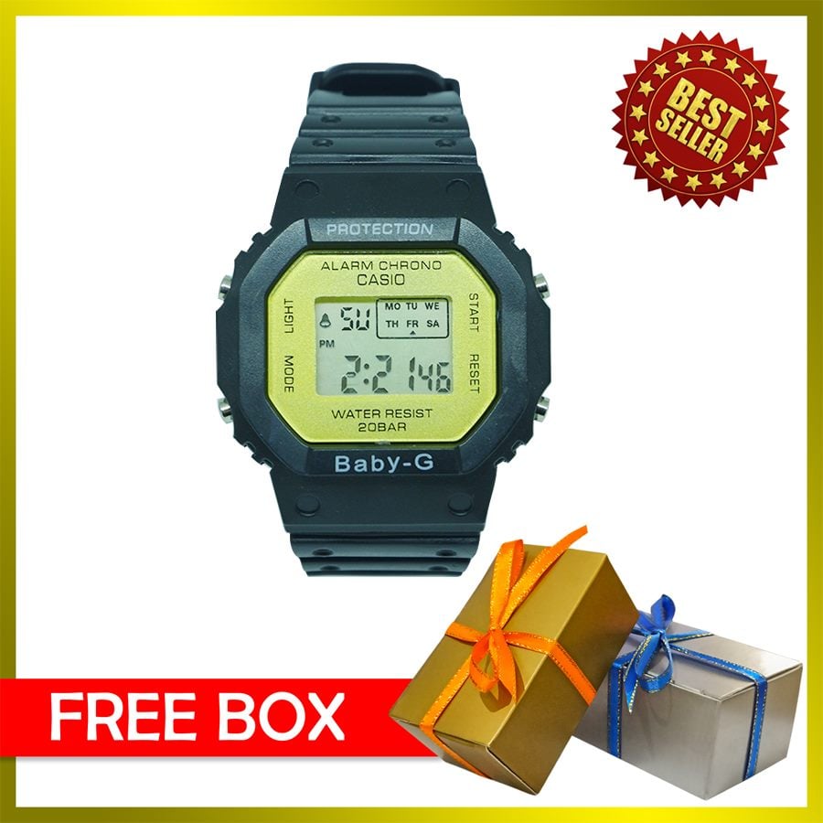 Casio BabyG Black Yellow Dial Resin Strap Alarm Chrono Water Resist