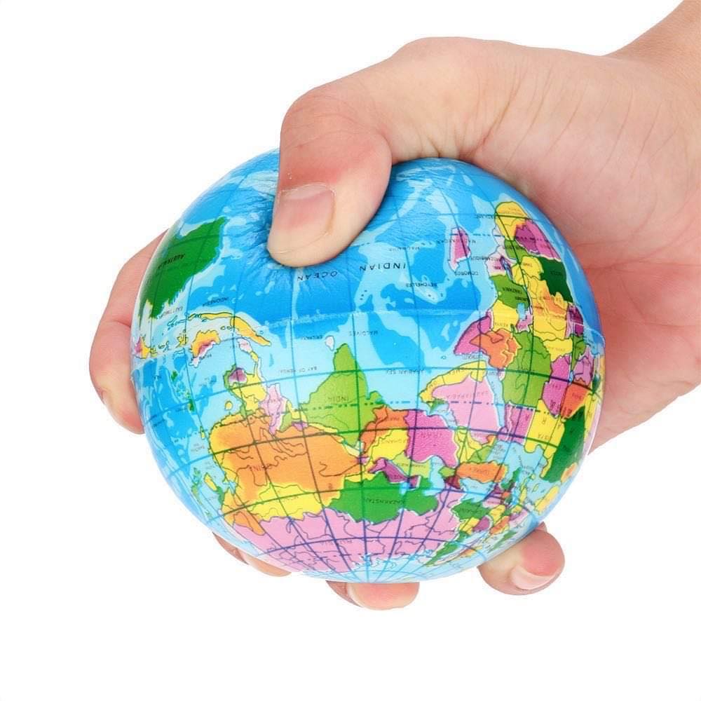 World Map Earth Globe Soft Squeeze Foam Sponge Ball Hand Wrist Exercise Anti-Stress Relief Ball. 