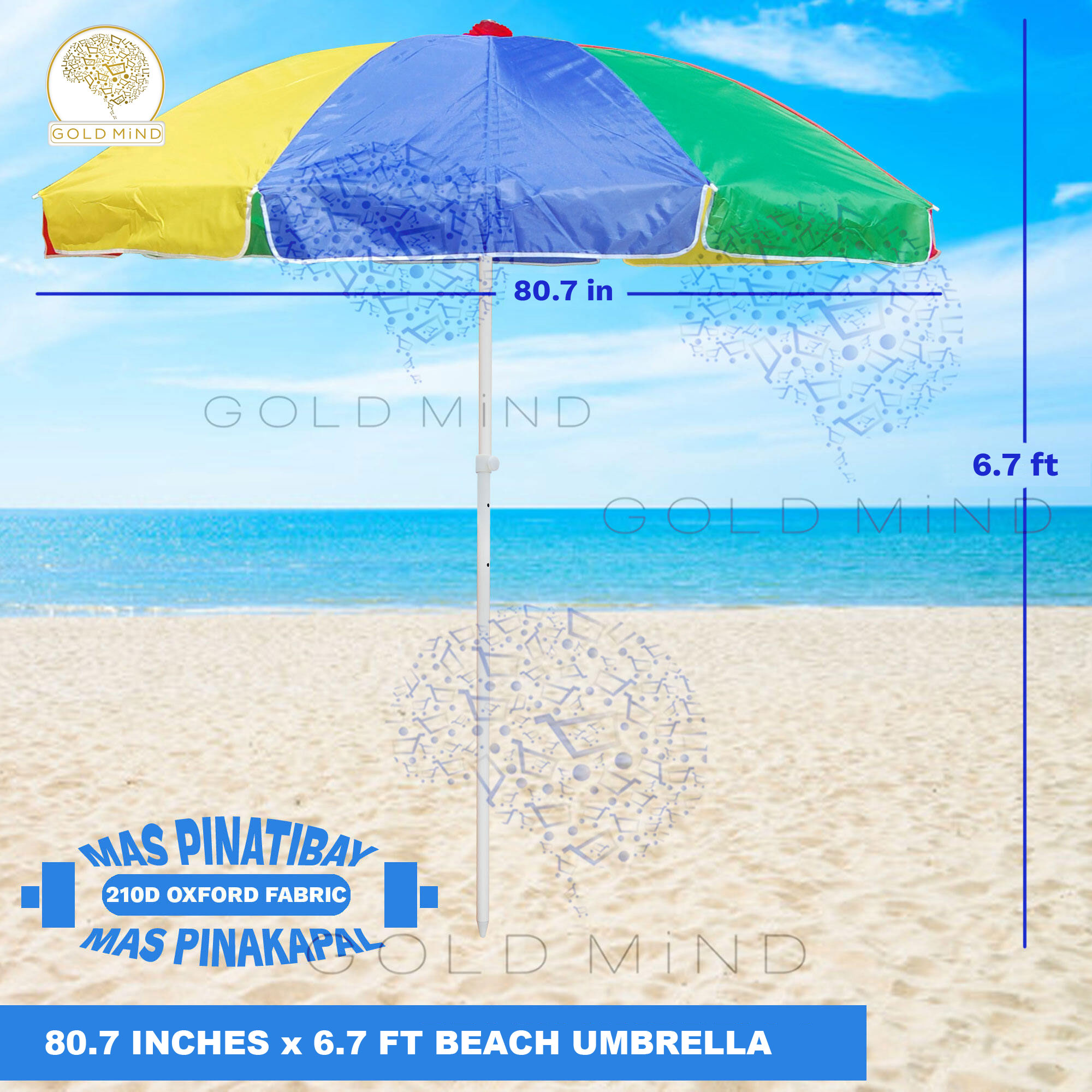 Big Umbrella Micromatic 69 in ⌀ x 6 1/2ft Height Round (Multicolor