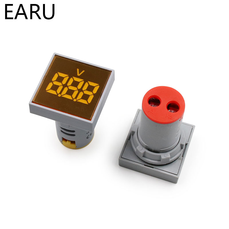 22mm Square Diy Mini Digital Voltmeter Ac 12-500v Volt Voltage Tester Meter Power Led Indicator Pilot Lamp Display. 