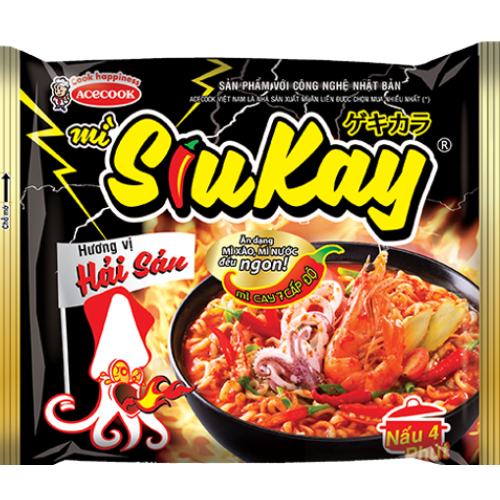 Mì siukay vị bò/hải sản gói 128gr