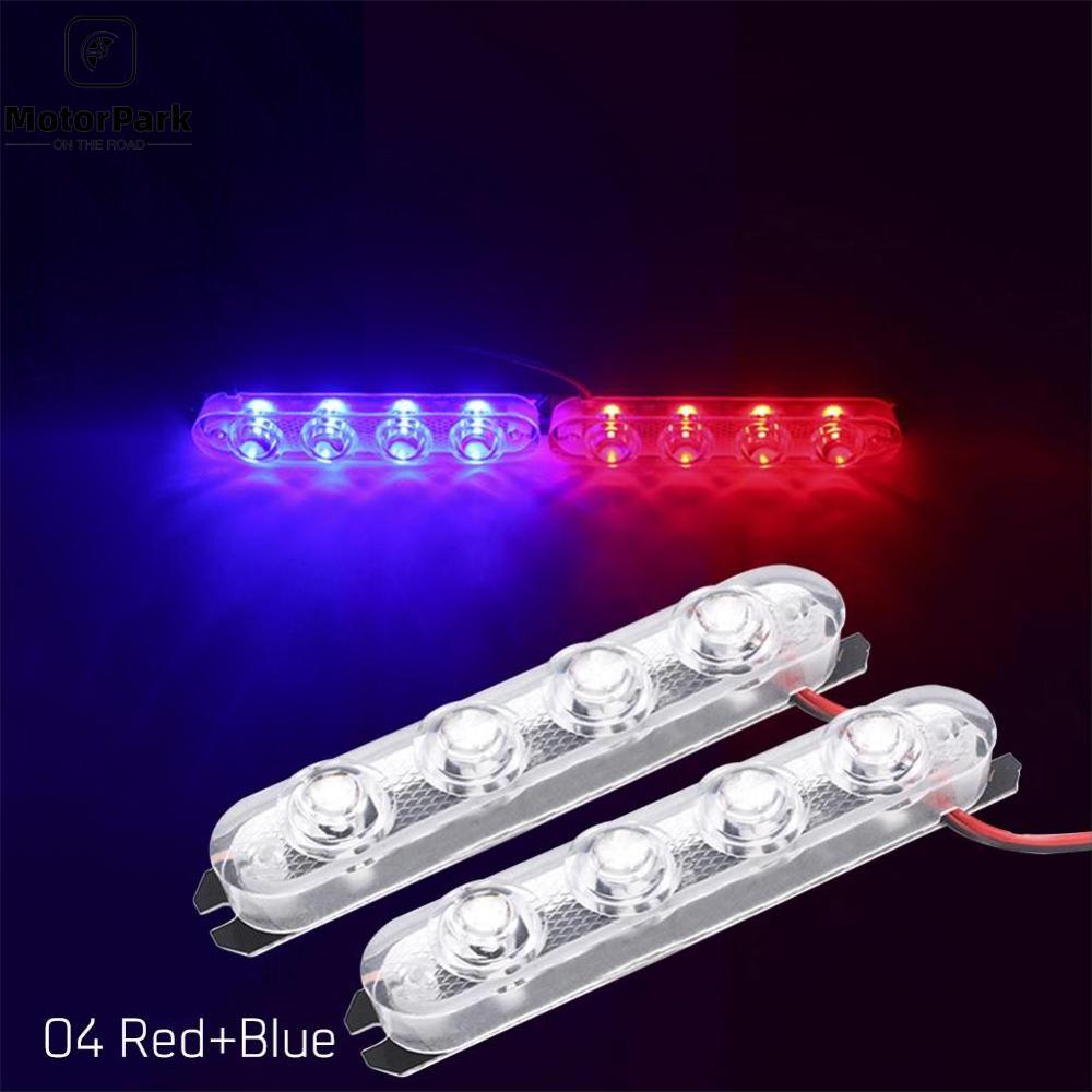 Motorpark 2Pcs 12V Strobe Police Light 4 LED Car Truck Motorcycle Flashing Emergency Warning Rear Tail Brake Stop Led Lights Lamp