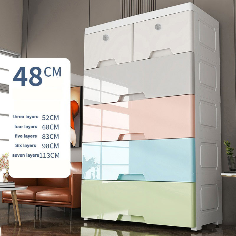 48cm drawer storage cabinet, plastic chest of drawers, bedside table, inner clothes storage box, Plastic,children's baby wardrobe,save space