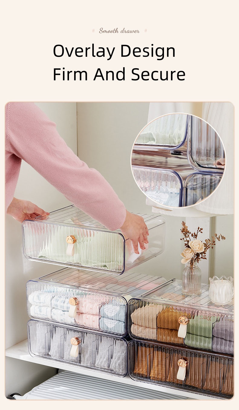 Underwear storage box, drawer-type light luxury wardrobe, clothing sorting box, household multi-functional underwear and socks storage artifact