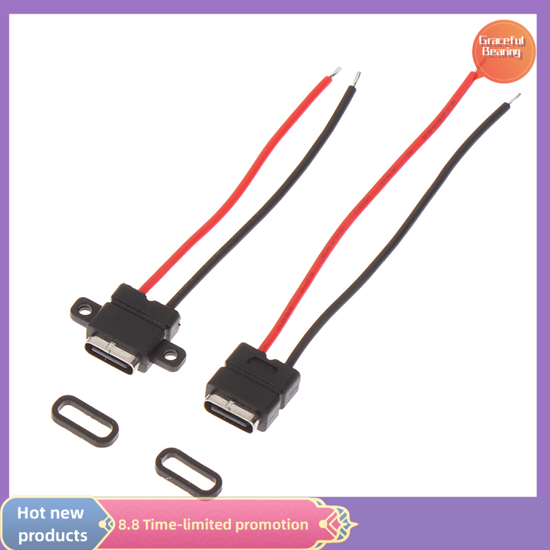Graceful 1pcs USB Type C Waterproof Connector Welding Wire Female Socket Fast Charging Type-c Charging Interface Jack