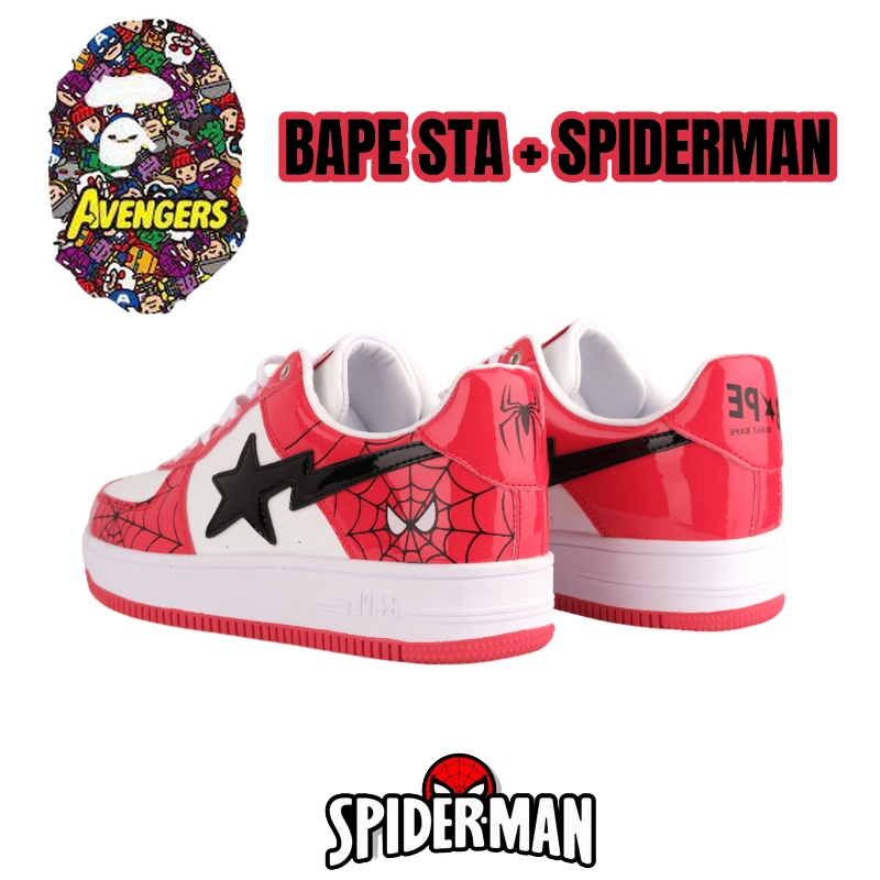【新品•未開封】Marvel×Bape Sta SPIDERMAN 24cm Bape STA & Marvel Spiderman Shoes for Men Glossy Trendy