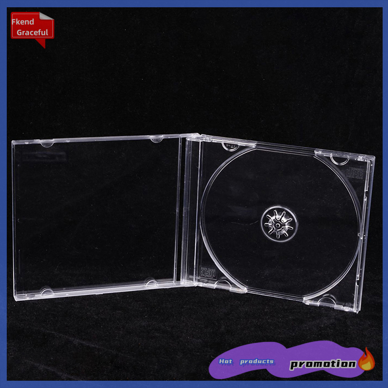 Fkend transparent bottom cd box empty cd case pp plastic cd case cd case capacity 1-2 discs