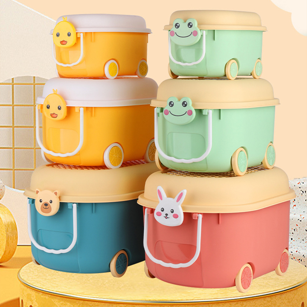 Đa chức năng Stackable lưu trữ đồ chơi hộp bánh xe container tổ chức gia dụng hoạt hình đồ ăn nhẹ túi đựng đồ lặt vặt đựng quần áo hộp đựng có nắp