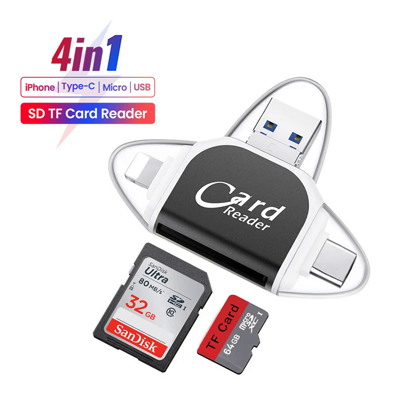 4in1 SD TF thẻ nhớ OTG adapter cho  Android OSX Windows Linux USB A8 pinMicroLoại C để SD TF Đầu Đọc Thẻ chuyển đổi