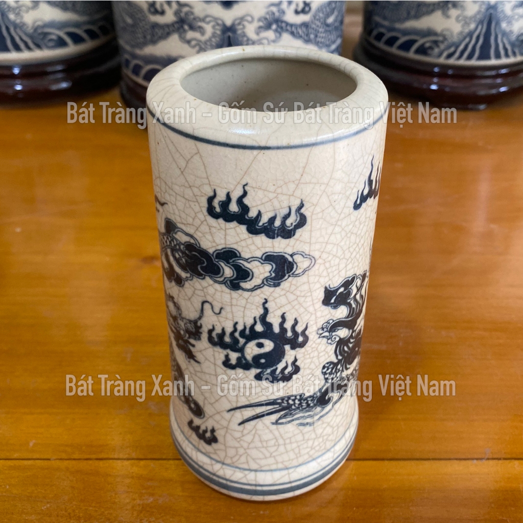 Lọ Đựng Hương, Ống cắm hương Bát Tràng Men Rạn Phỏng Cổ