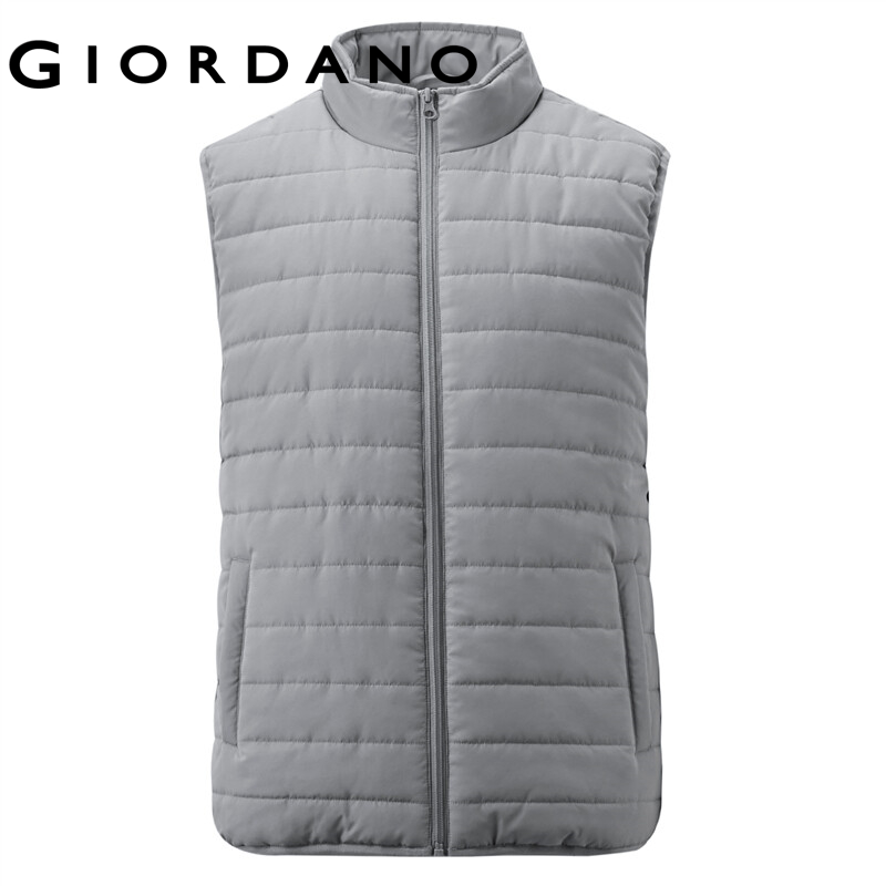 Giordano men vests stand collar solid color padded casual vest jackets snap button slant pockets quality puffer vests 13072815