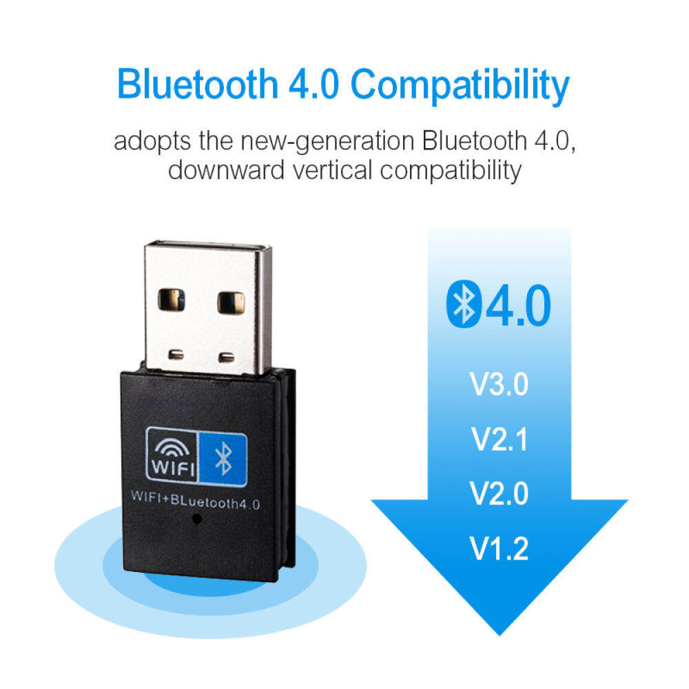 Tooach 2-in-1 wifi Bộ thu không dây Bluetooth 4.0 Adapter Dongle USB mini Lan Bộ chuyển đổi cho máy tính Máy tính để bàn máy tính xách tay hỗ trợ Windows XP Vista Win8 10