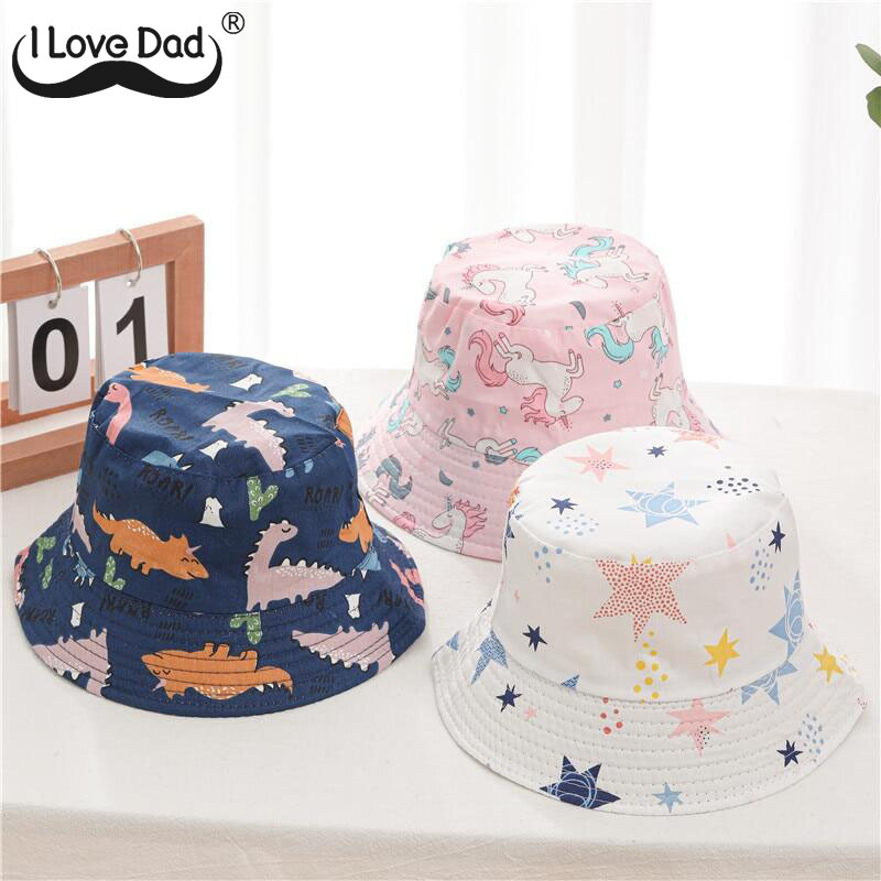 Cartoon Printed Baby Bucket Hat Spring Summer Panama Hat For Kids Sun Hat Soft Cotton Children Boys Girls Beach Cap
