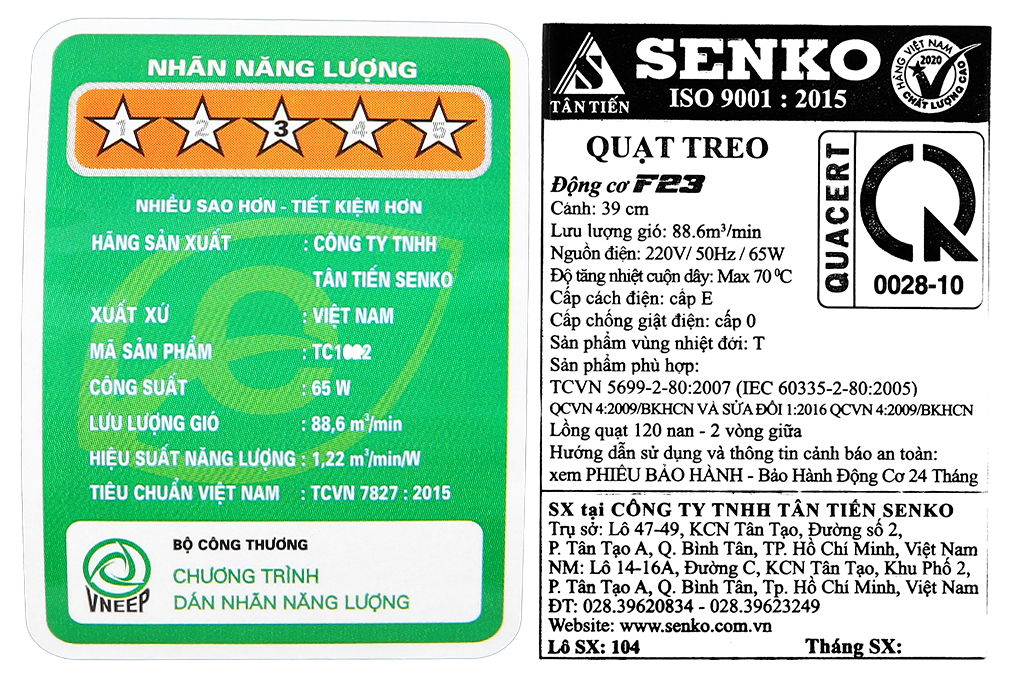 Quạt treo Senko TC1622