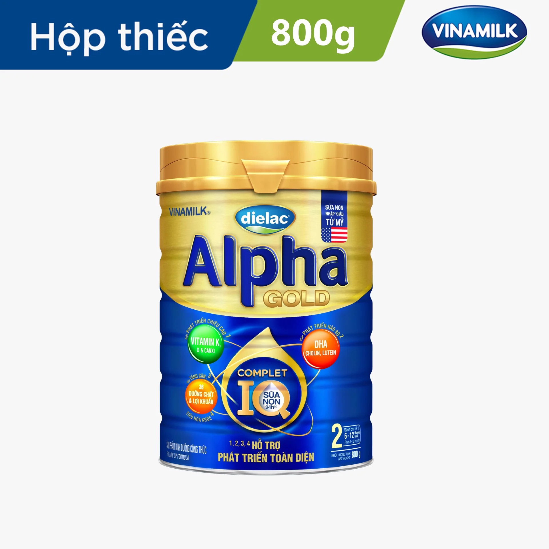 Sữa bột Dielac Alpha Gold 2 - lon 800g (cho trẻ từ 6 - 12 tháng tuổi) Date xa
