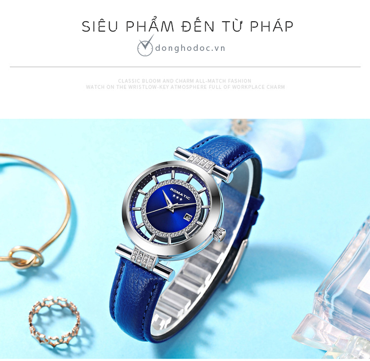 [Miễn Phí Ship] Đồng hồ Nữ ROMATIC Paris, Dây da mềm mại
