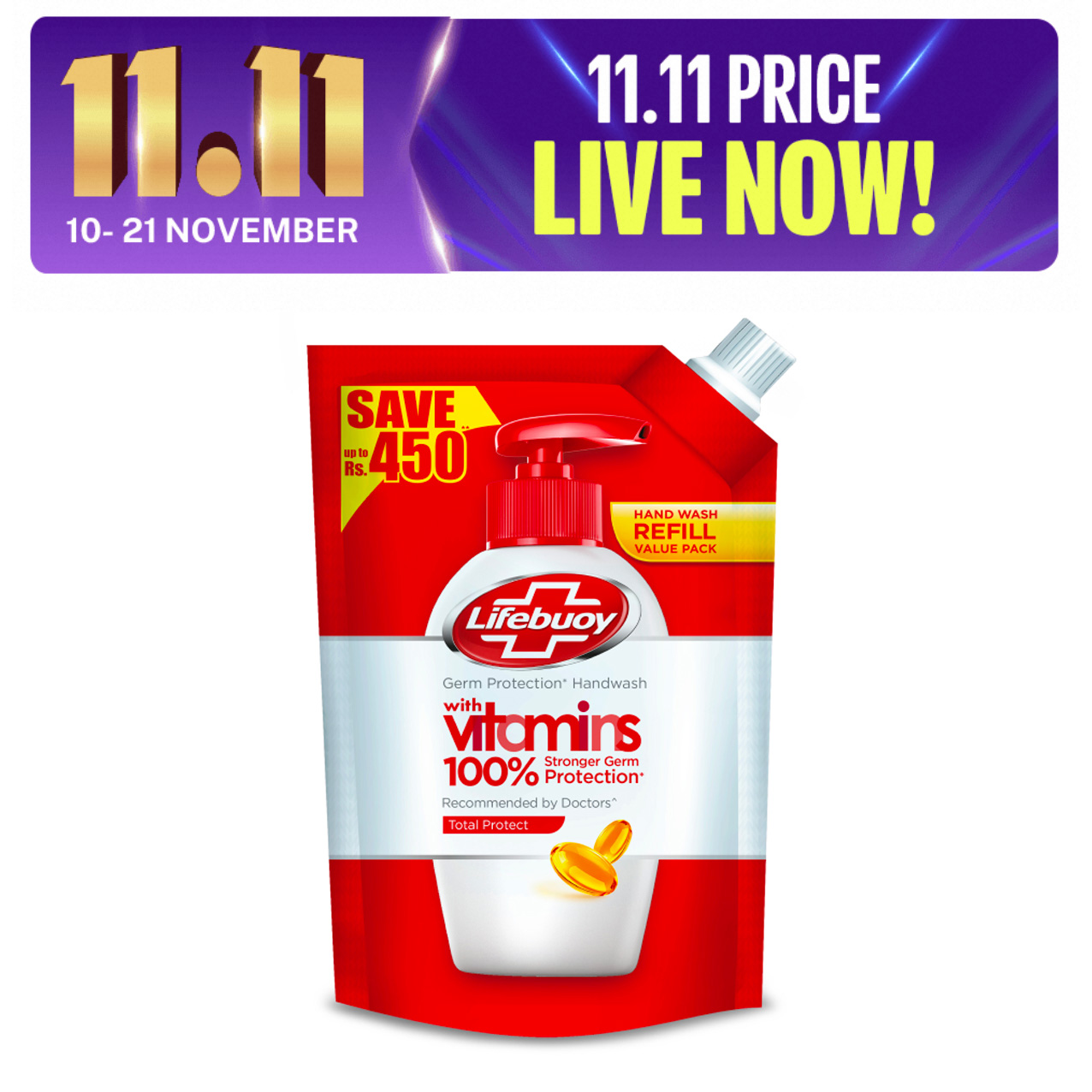 Lifebuoy Total 10 Handwash Refill - 900ML