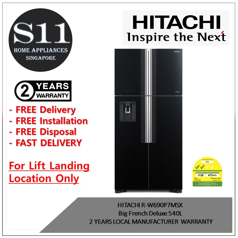 R.H.S.R HITACHI R-W690P7MSX Big French Deluxe 540L 2 YEARS LOCAL