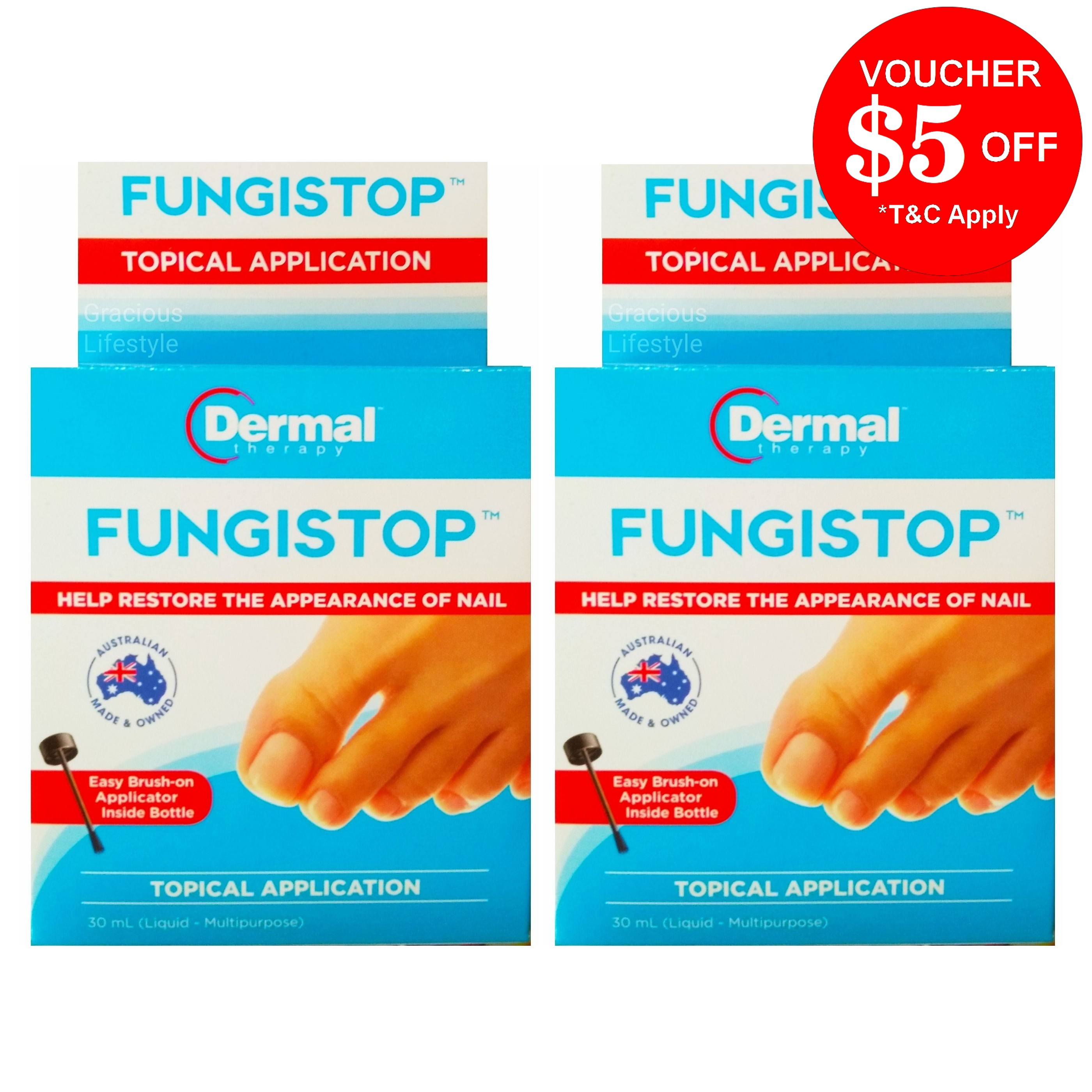 Anti-Fungal 2 Bottles, DERMAL Therapy FUNGISTOP 30ml Each, Brush-On ...