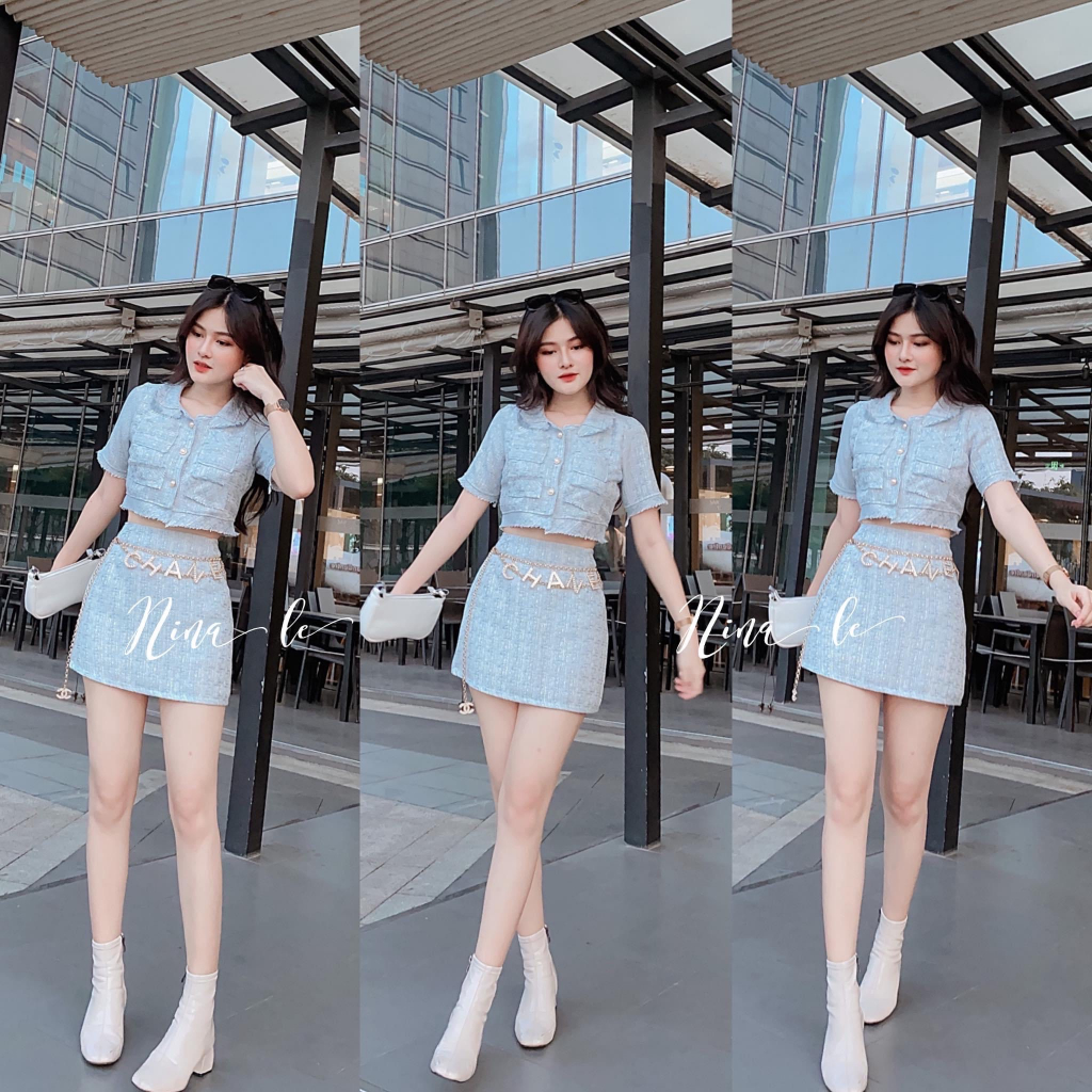 SET ÁO CROPTOP BỐ DẠ NHIỀU MÀU + CHÂN VÁY (KÈM ẢNH VÀ CLIP THẬT)