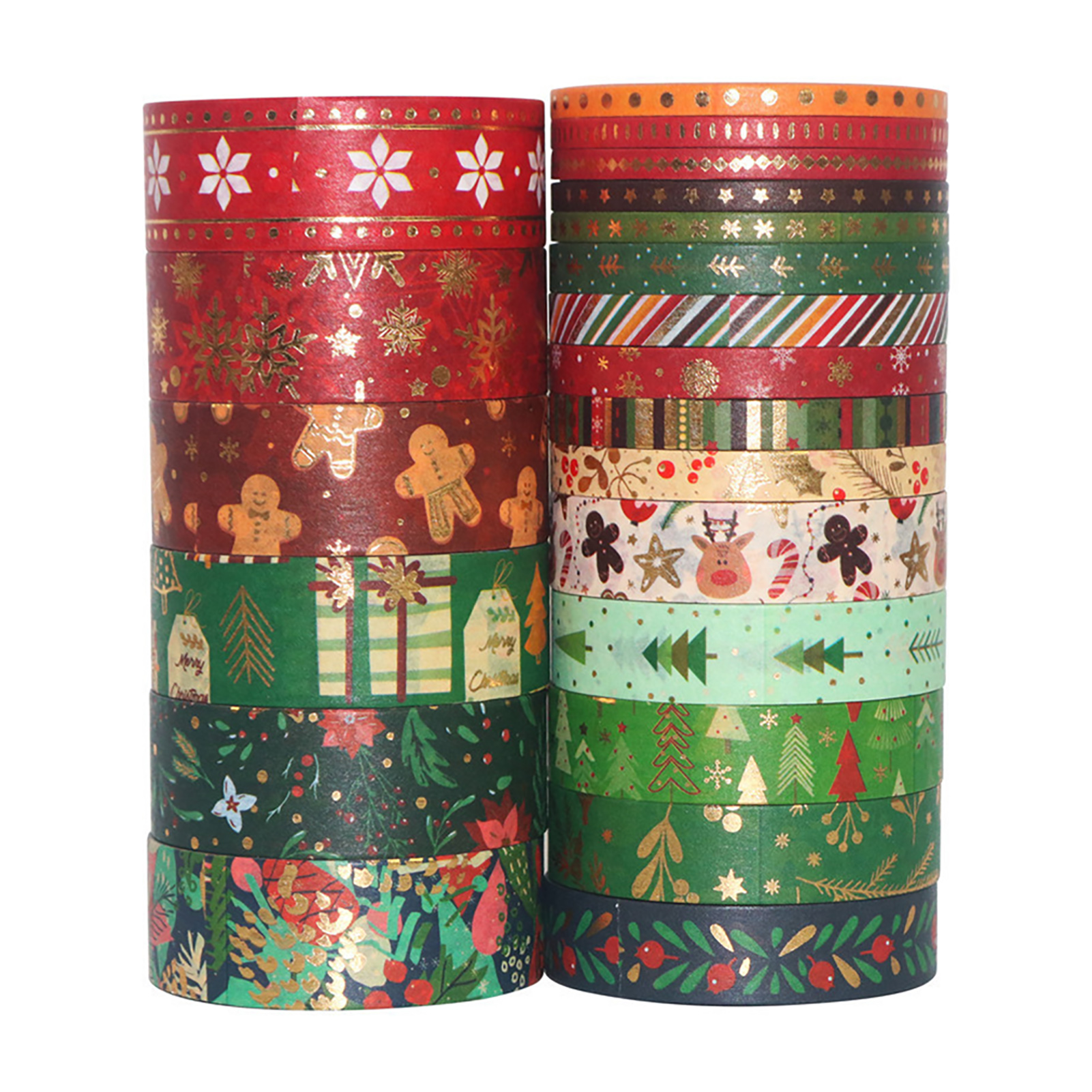 Goodbro Japanese Paper Tape Holiday Washi Tape Christmas Washi Tape Unique Cuttable Designs Non-fading Patterns Rich Elements Perfect for Festive Crafts