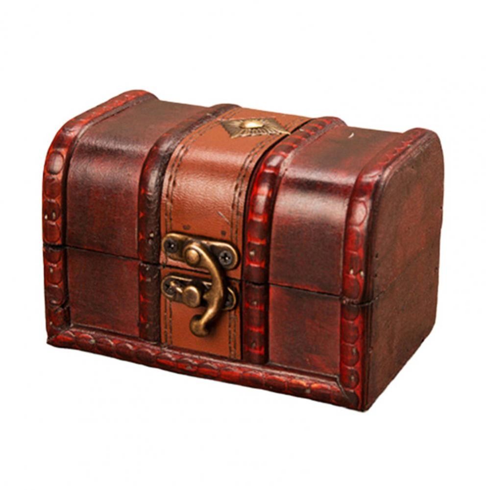 Antique Vintage Treasure Chest Decorative Wooden Jewelry Storage Box ...