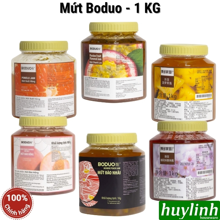 Mứt sốt boduo - 1.3kg (xoài - dâu tây - dưa lưới - mật ong đào - việt quất)