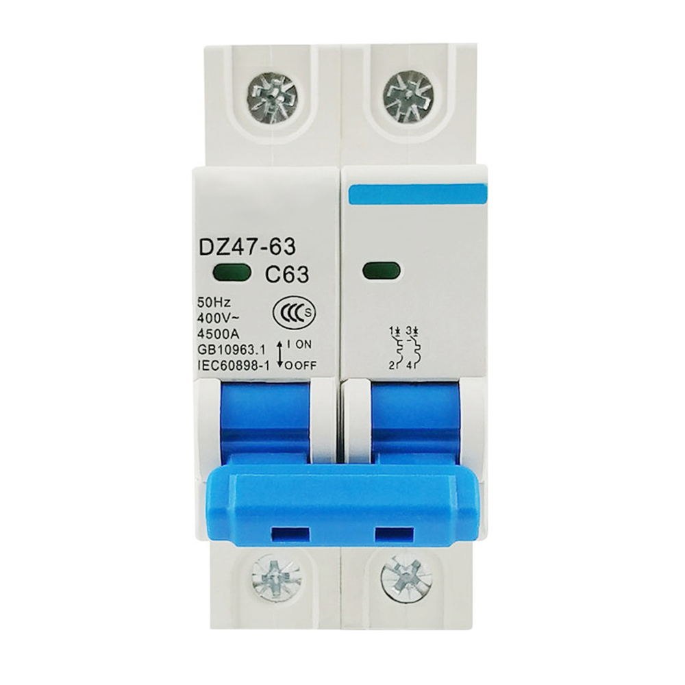 Dipprun 2p miniature circuit breaker dz47-63 2p 400v ac miniature circuit breaker leakage protection air switch 63a