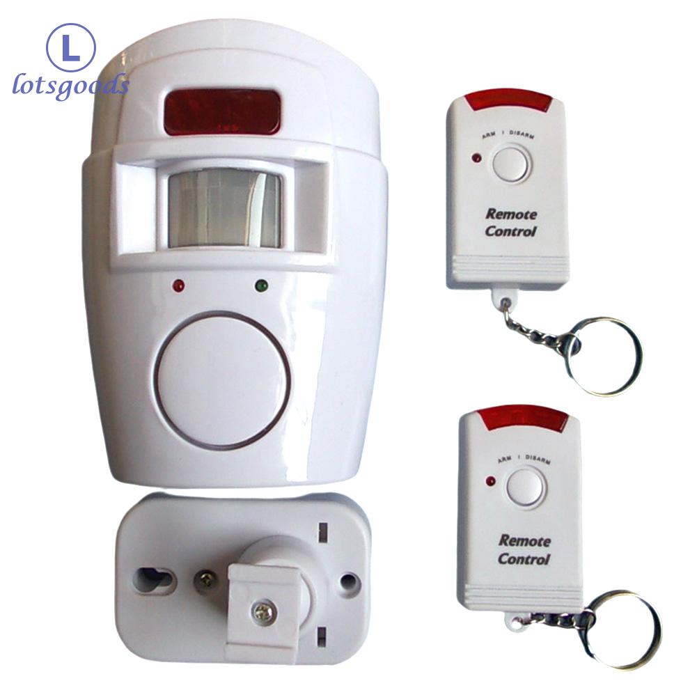 PIR Motion Sensor Detector Alarm with 2 Remote Controls Infrared Alarm Home Security System for Door Shed Garage Caravan