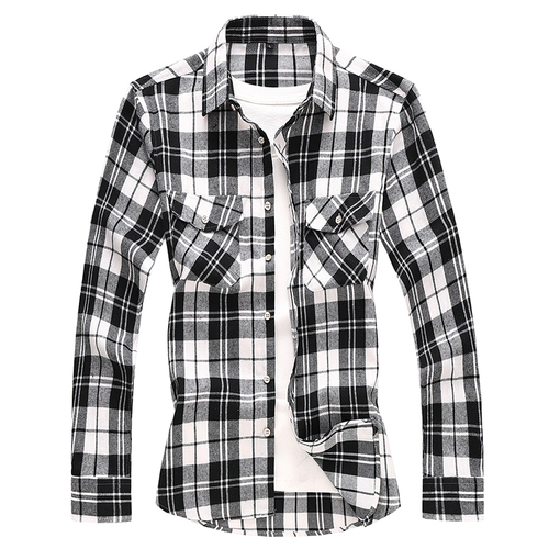 Áo sơ mi nam kẻ sọc dài tay mùa thu mới với hai túi ngực Áo sơ mi cotton đơn ngực cỡ lớn Nam Top Chemise 7XL
