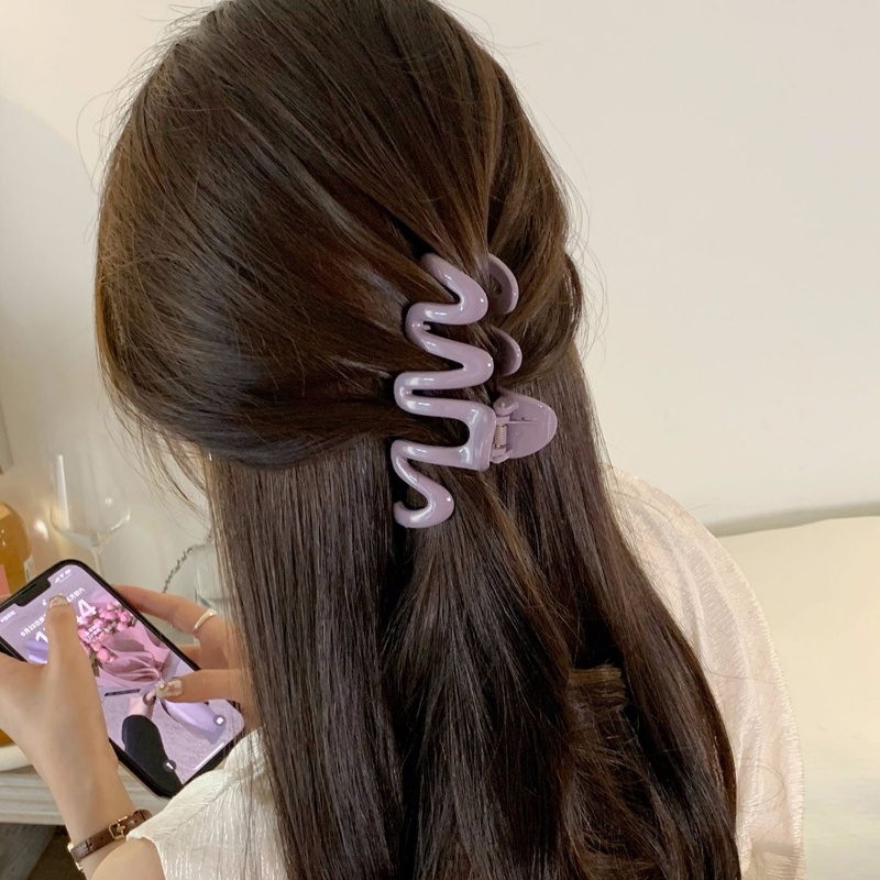 Wavy Hairpin Women's Back Head Bun Grab Clip Big Shark Clip Hairpin Hair Accessory Headpiece